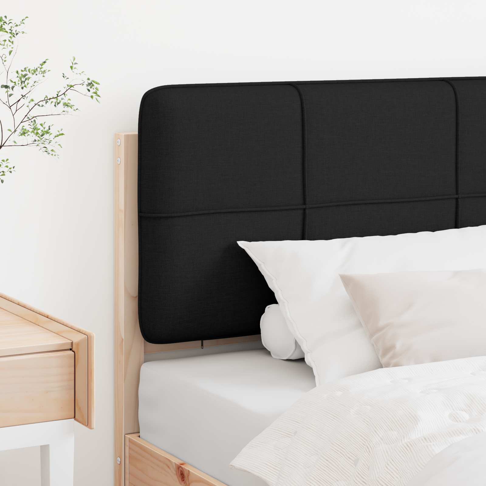 Gestoffeerd hoofdbord Bruin en zwart 90 cm Massief grenenhout is nu te koop bij PeponiXL, paradijselijk wonen!