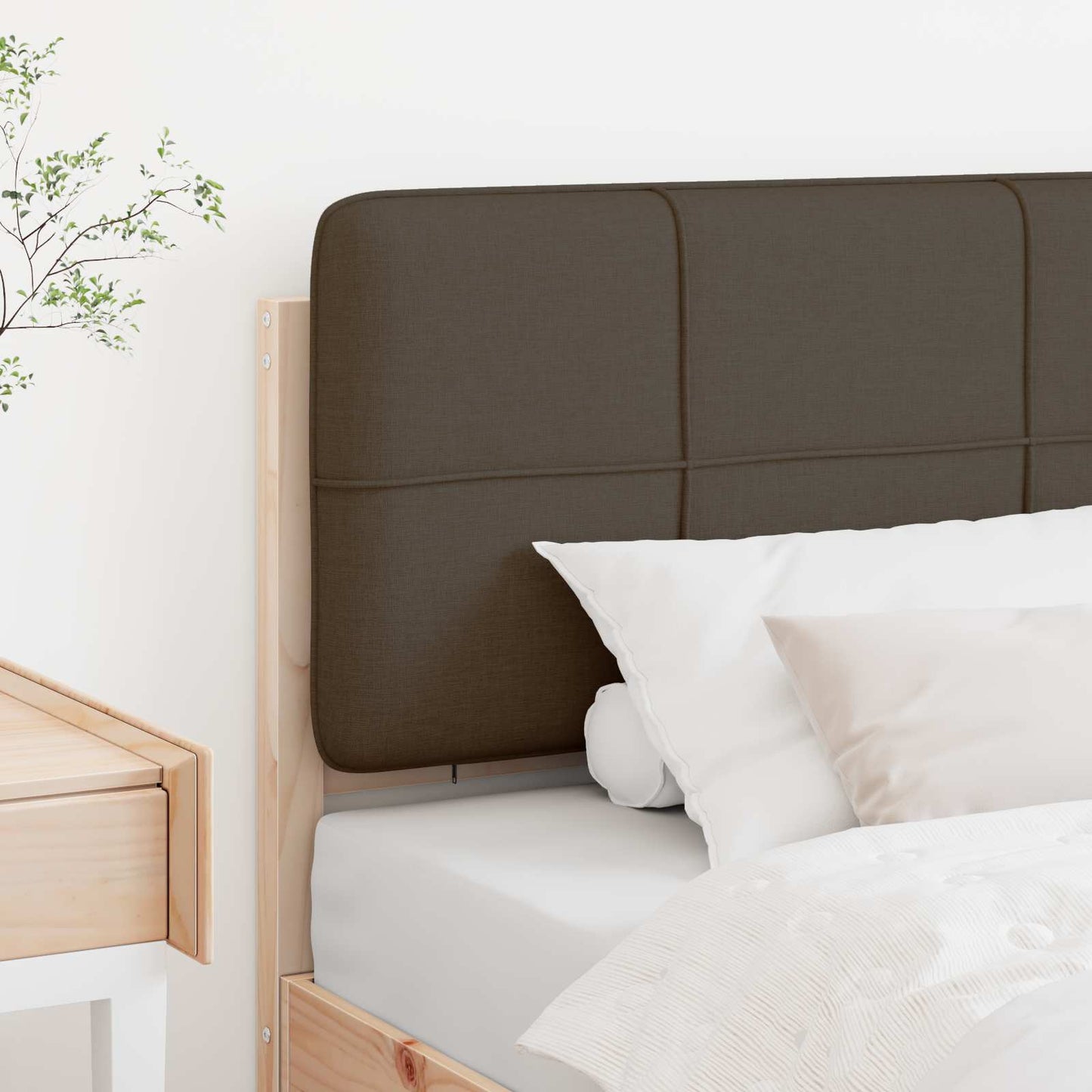 Gestoffeerd hoofdbord Bruin en Taupe 80 cm Massief grenenhout is nu te koop bij PeponiXL, paradijselijk wonen!
