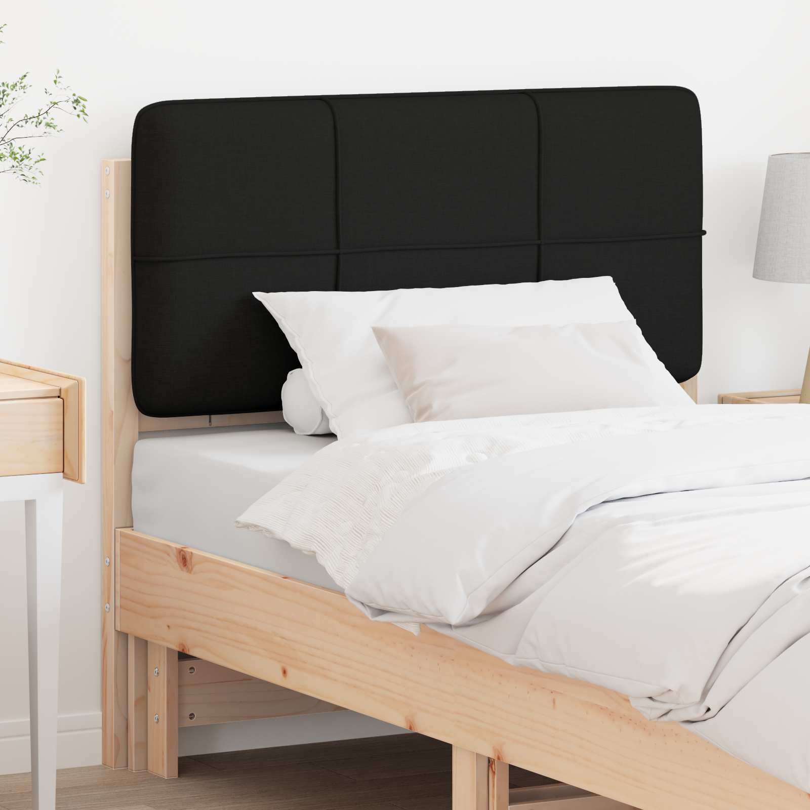 Gestoffeerd hoofdbord Bruin en zwart 75 cm Massief grenenhout is nu te koop bij PeponiXL, paradijselijk wonen!