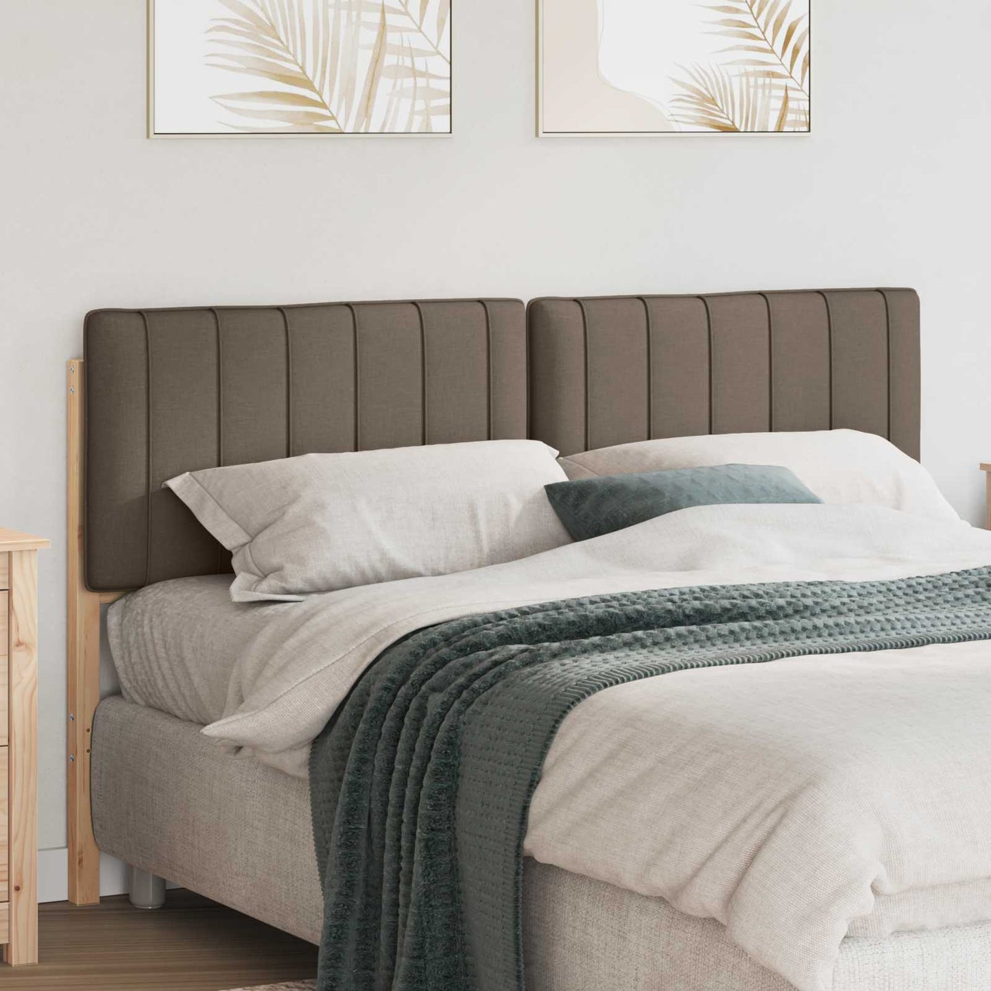 Gestoffeerd hoofdbord Bruin en Taupe 160 cm Massief grenenhout is nu te koop bij PeponiXL, paradijselijk wonen!