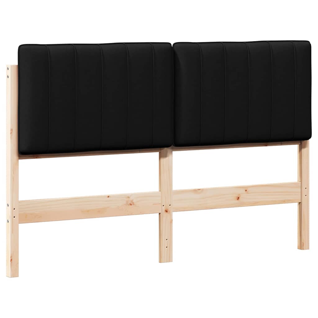 Gestoffeerd hoofdbord Bruin en zwart 140 cm Massief grenenhout is nu te koop bij PeponiXL, paradijselijk wonen!