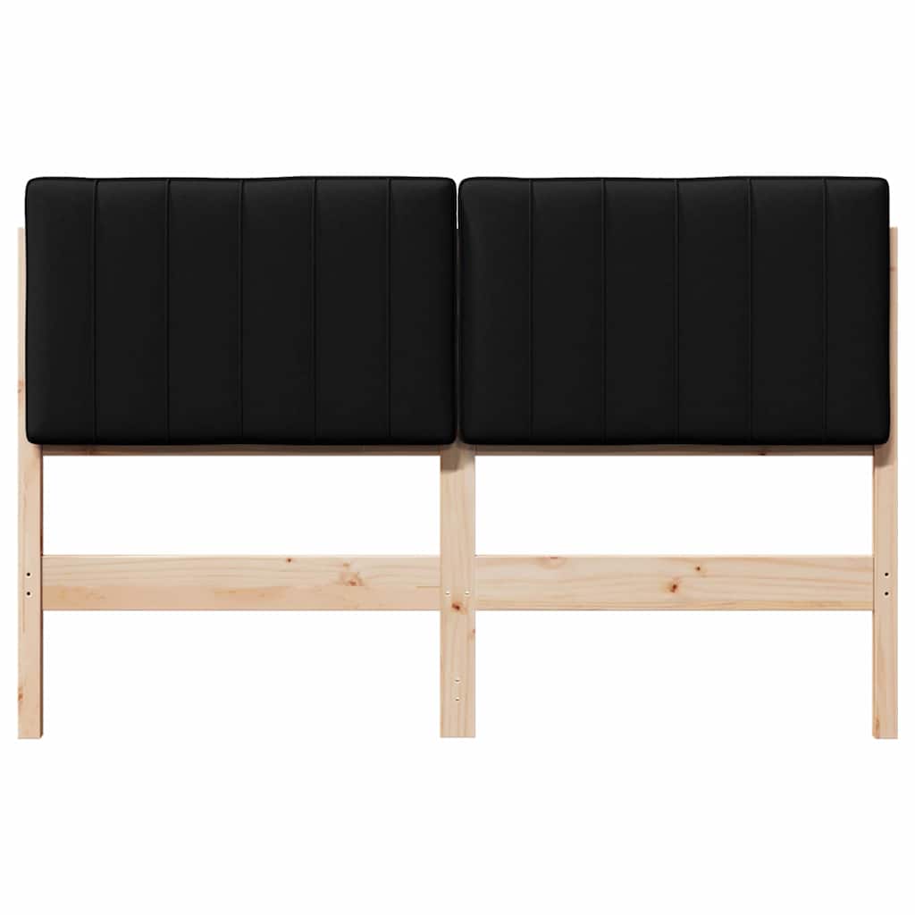 Gestoffeerd hoofdbord Bruin en zwart 140 cm Massief grenenhout is nu te koop bij PeponiXL, paradijselijk wonen!
