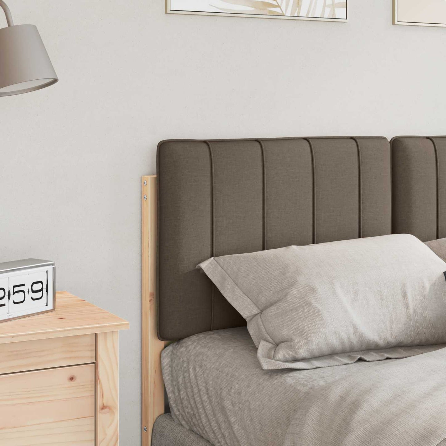 Gestoffeerd hoofdbord Bruin en Taupe 120 cm Massief grenenhout is nu te koop bij PeponiXL, paradijselijk wonen!