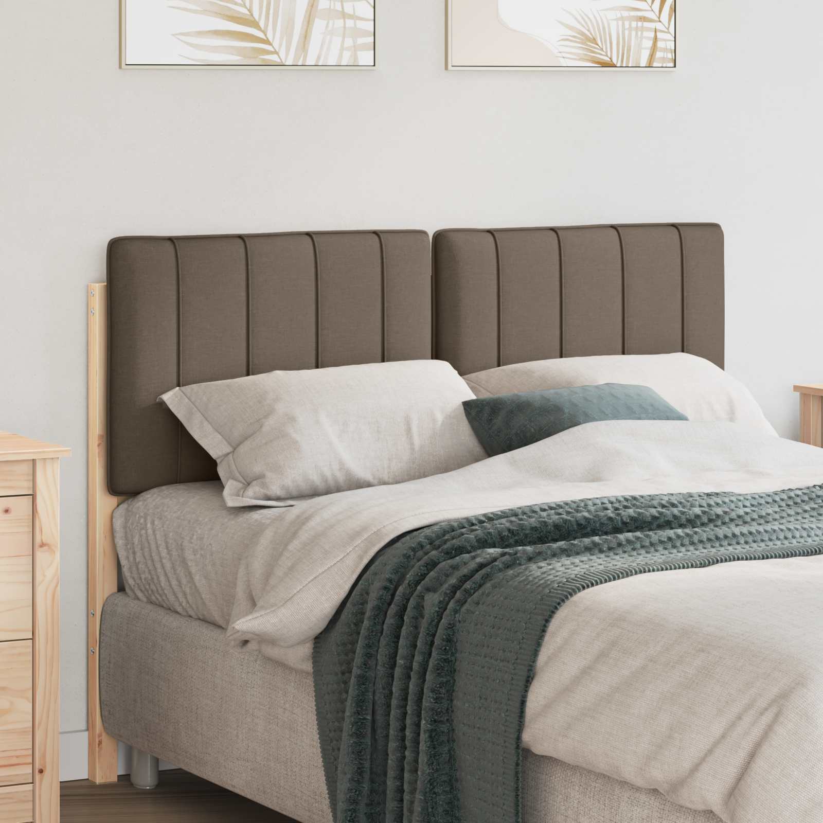 Gestoffeerd hoofdbord Bruin en Taupe 120 cm Massief grenenhout is nu te koop bij PeponiXL, paradijselijk wonen!