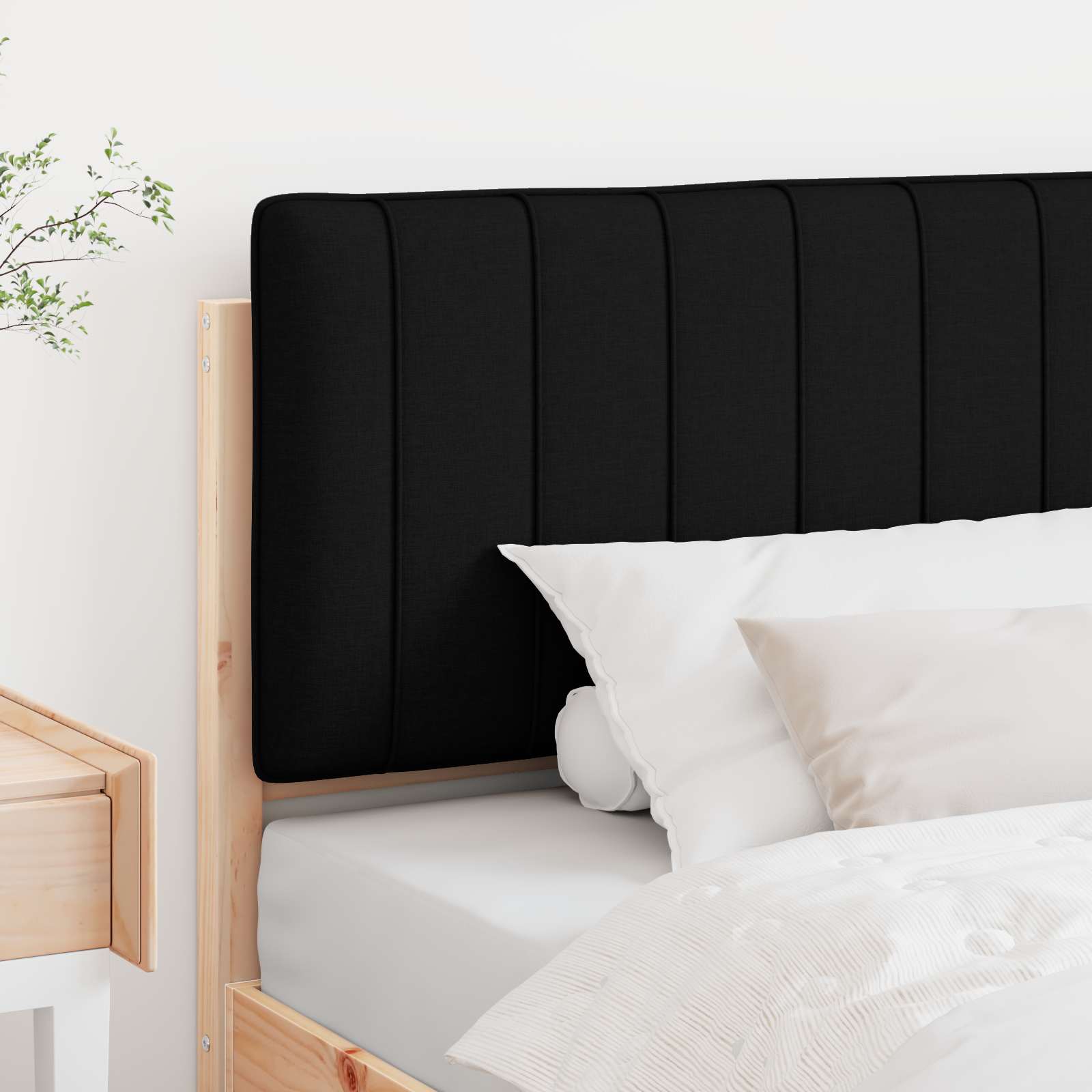 Gestoffeerd hoofdbord Bruin en zwart 100 cm Massief grenenhout is nu te koop bij PeponiXL, paradijselijk wonen!