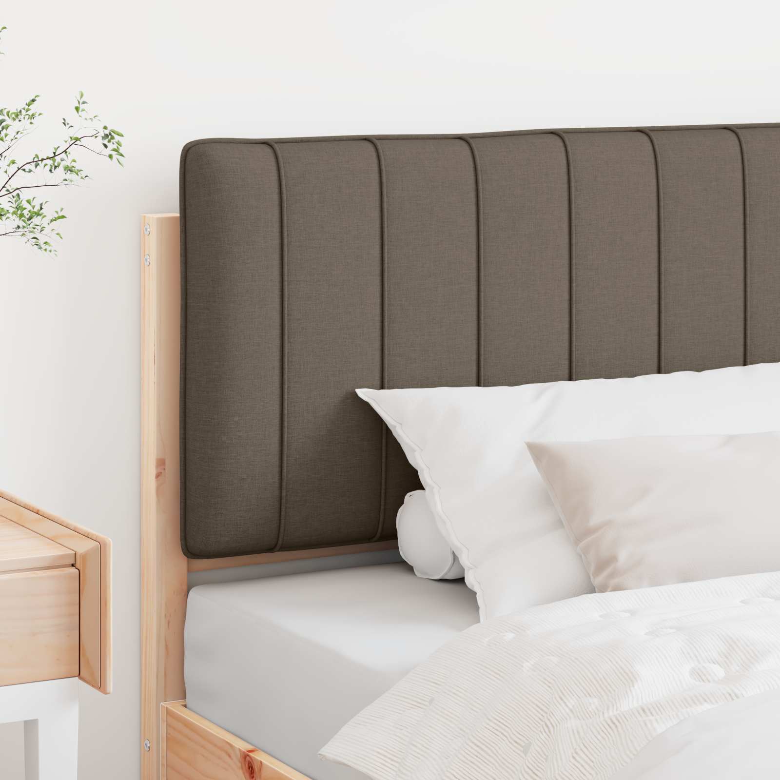 Gestoffeerd hoofdbord Bruin en Taupe 100 cm Massief grenenhout is nu te koop bij PeponiXL, paradijselijk wonen!