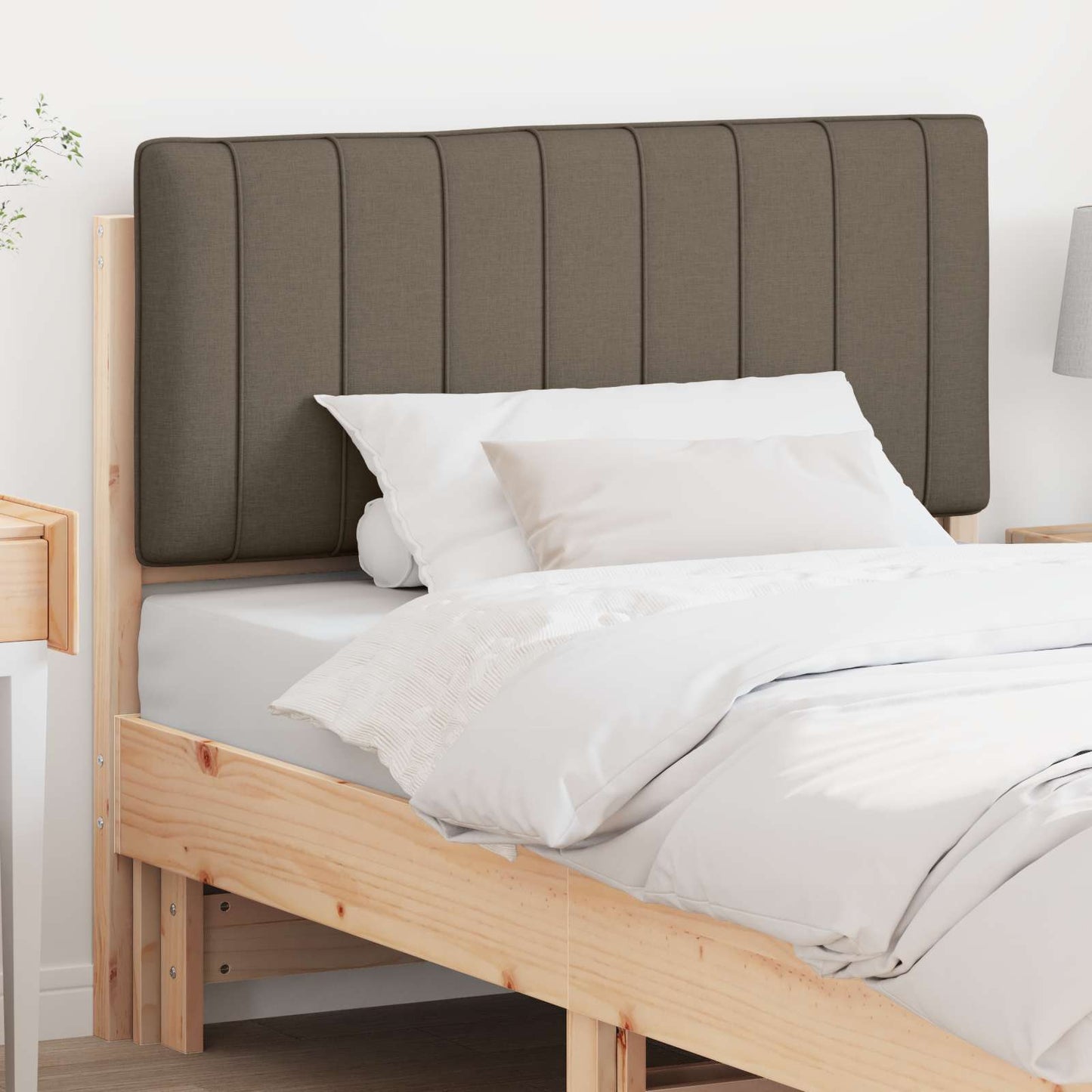Gestoffeerd hoofdbord Bruin en Taupe 100 cm Massief grenenhout is nu te koop bij PeponiXL, paradijselijk wonen!