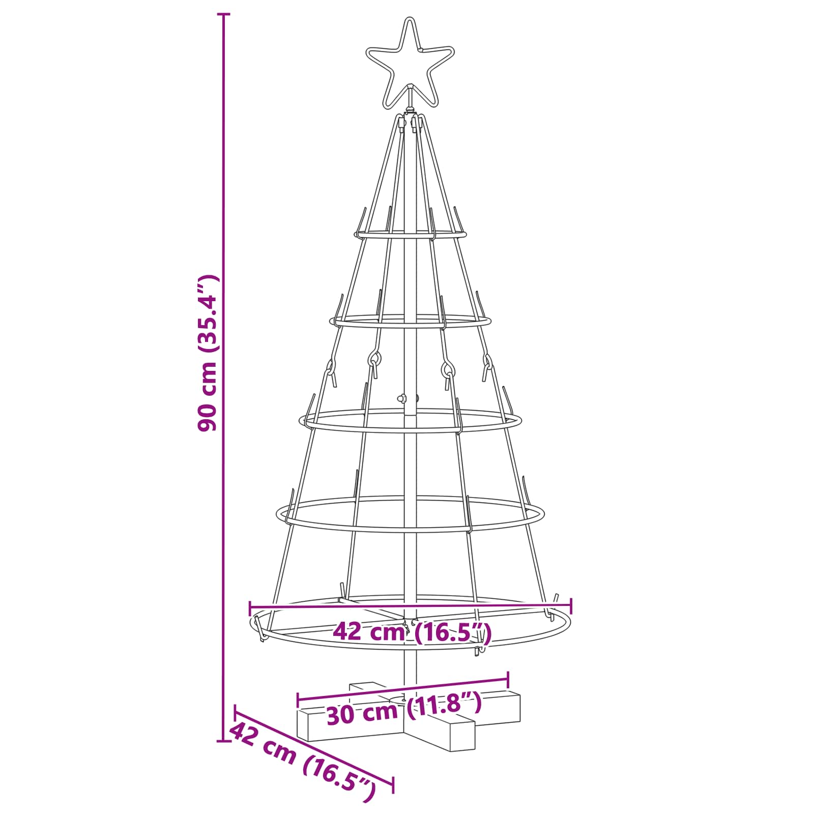 Kerst Cone Boom met standaard Zwart 90 cm Staal is nu te koop bij PeponiXL, paradijselijk wonen!