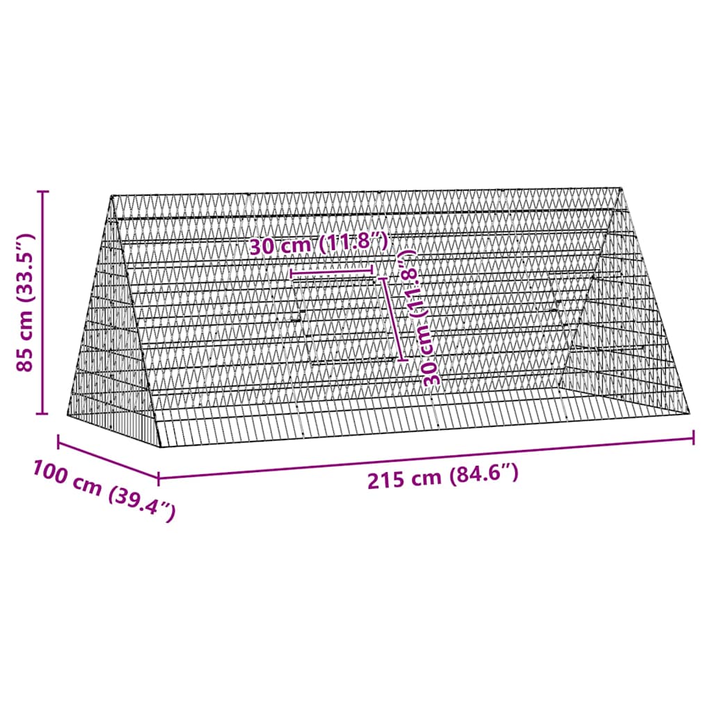 Kippenhok Zilver 215 x 100 x 85 cm Gegalvaniseerd staal is nu te koop bij PeponiXL, paradijselijk wonen!