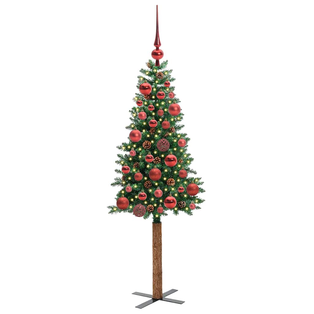 Slanke Kerstboom Groen 150 cm PVC en massief dennenhout is nu te koop bij PeponiXL, paradijselijk wonen!