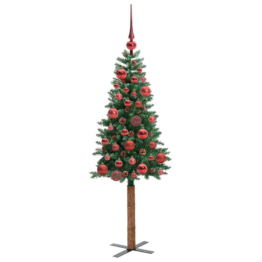 Slanke Kerstboom Groen 150 cm PVC en massief dennenhout is nu te koop bij PeponiXL, paradijselijk wonen!