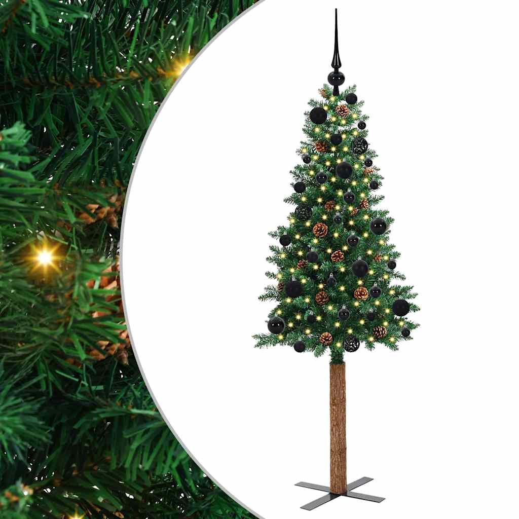 Slanke Kerstboom Groen 150 cm PVC en massief dennenhout is nu te koop bij PeponiXL, paradijselijk wonen!