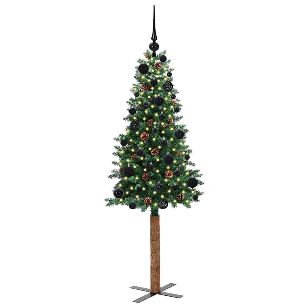 Slanke Kerstboom Groen 150 cm PVC en massief dennenhout is nu te koop bij PeponiXL, paradijselijk wonen!