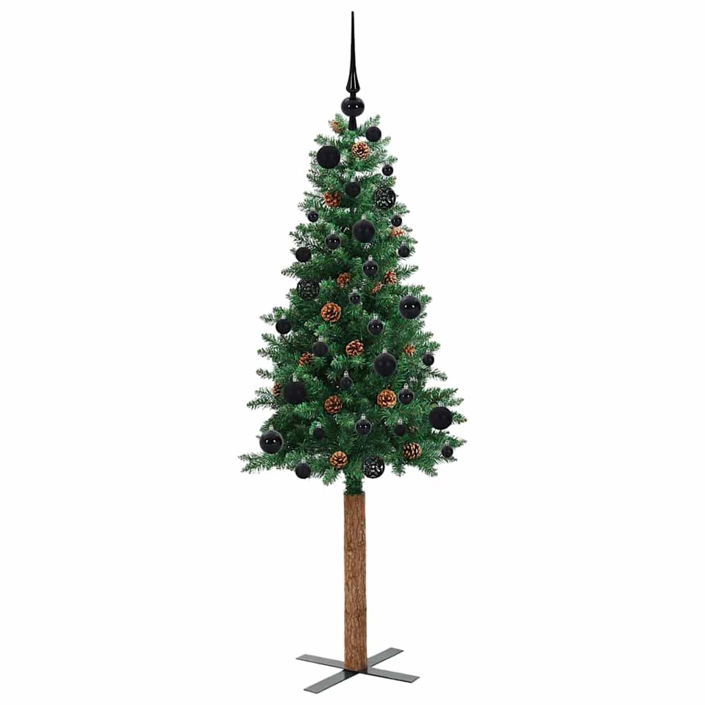 Slanke Kerstboom Groen 150 cm PVC en massief dennenhout is nu te koop bij PeponiXL, paradijselijk wonen!