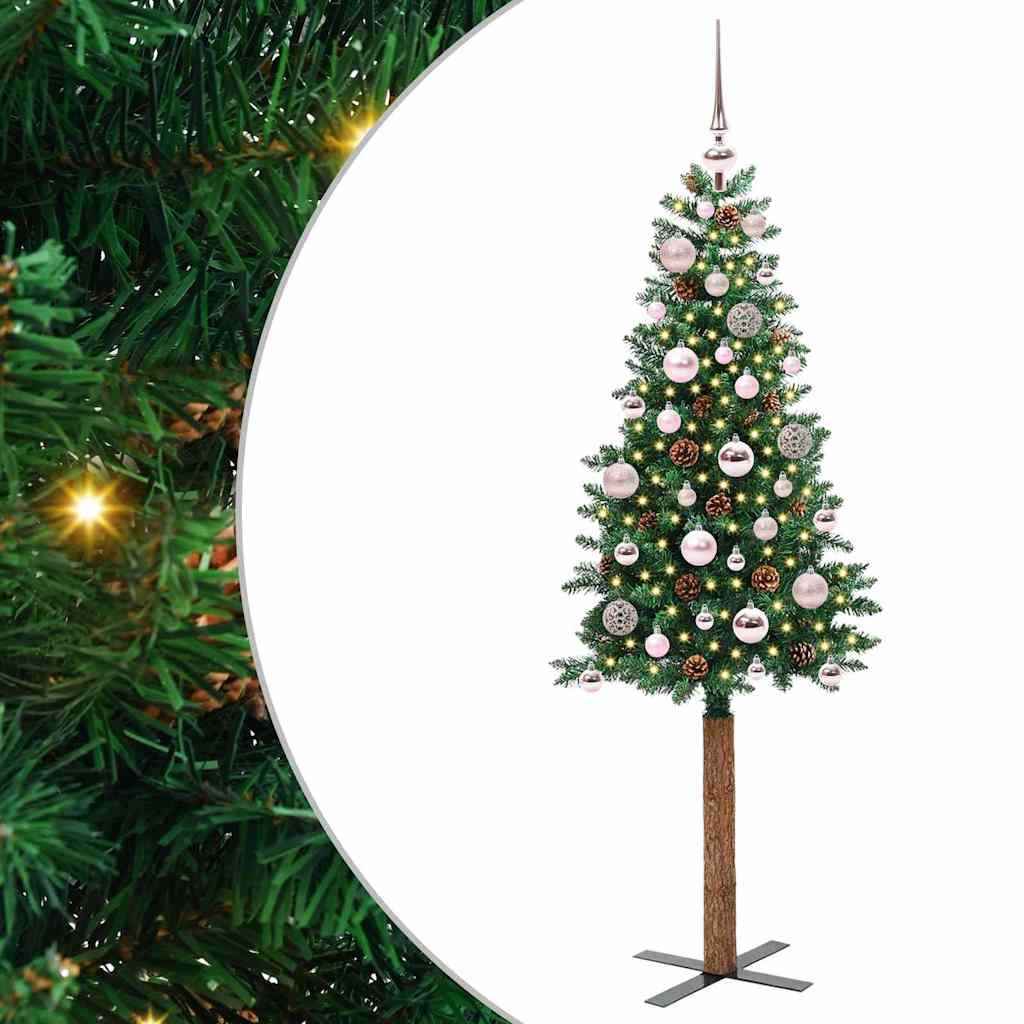 Slanke Kerstboom Groen 150 cm PVC en massief dennenhout is nu te koop bij PeponiXL, paradijselijk wonen!