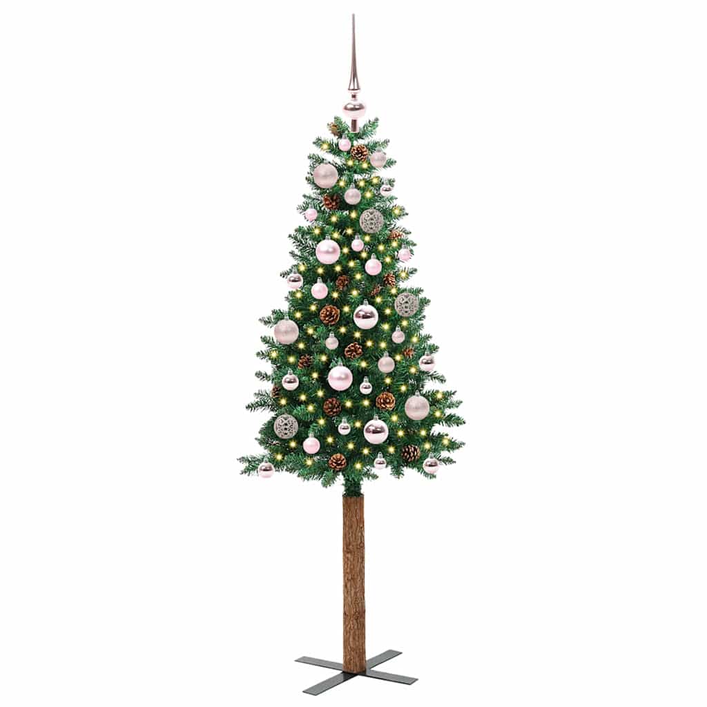 Slanke Kerstboom Groen 150 cm PVC en massief dennenhout is nu te koop bij PeponiXL, paradijselijk wonen!