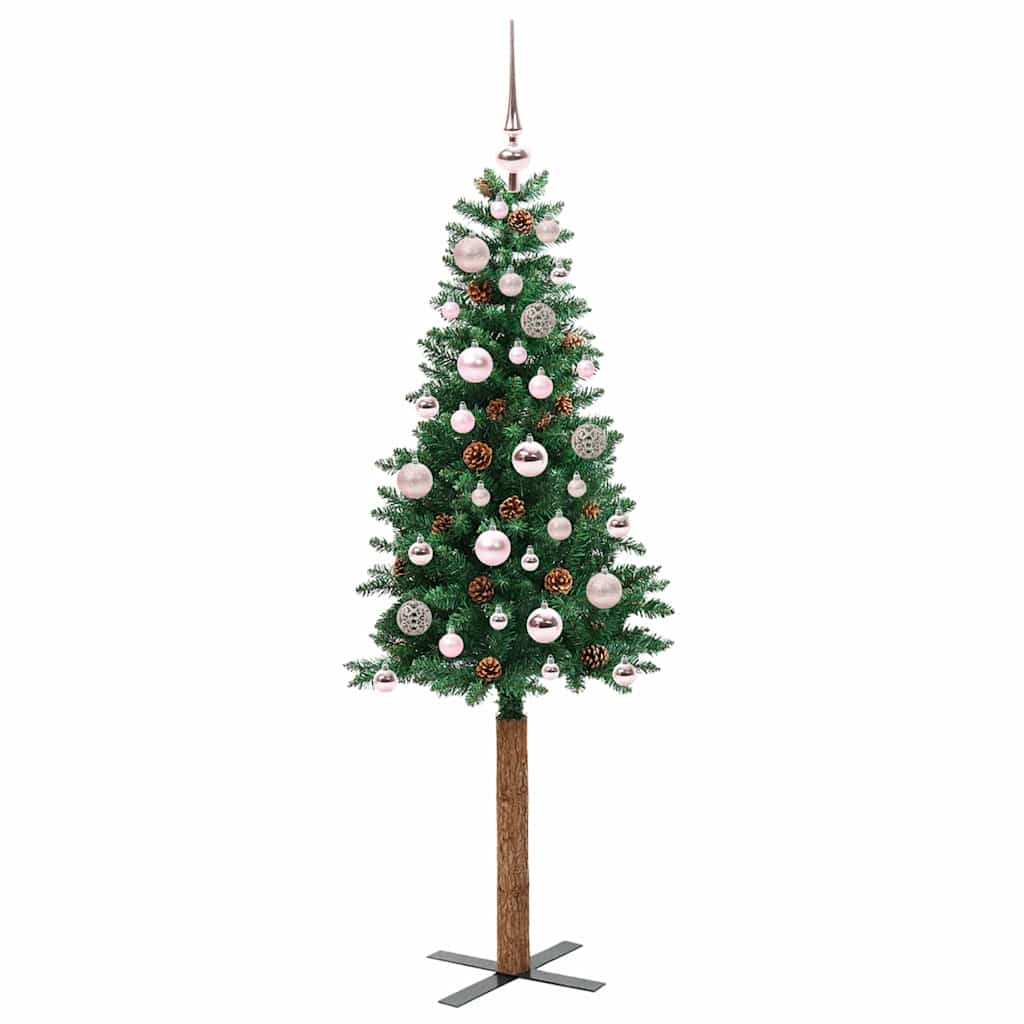 Slanke Kerstboom Groen 150 cm PVC en massief dennenhout is nu te koop bij PeponiXL, paradijselijk wonen!
