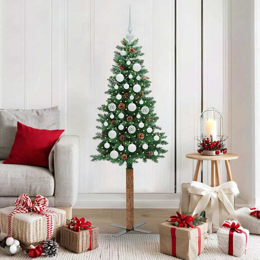 Slanke Kerstboom Groen 150 cm PVC en massief dennenhout is nu te koop bij PeponiXL, paradijselijk wonen!
