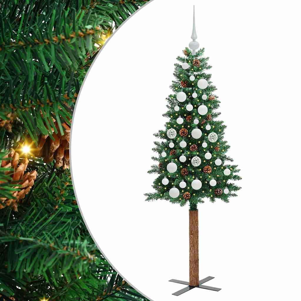 Slanke Kerstboom Groen 150 cm PVC en massief dennenhout is nu te koop bij PeponiXL, paradijselijk wonen!