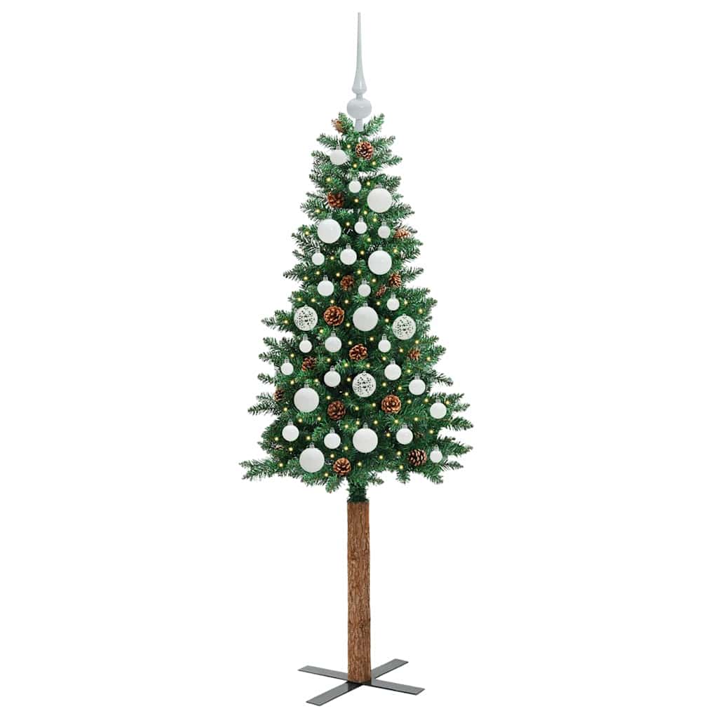 Slanke Kerstboom Groen 150 cm PVC en massief dennenhout is nu te koop bij PeponiXL, paradijselijk wonen!