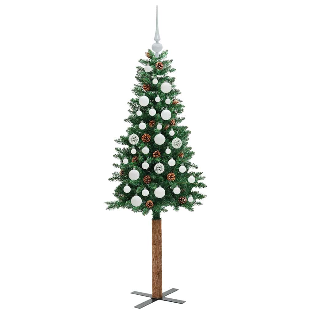Slanke Kerstboom Groen 150 cm PVC en massief dennenhout is nu te koop bij PeponiXL, paradijselijk wonen!