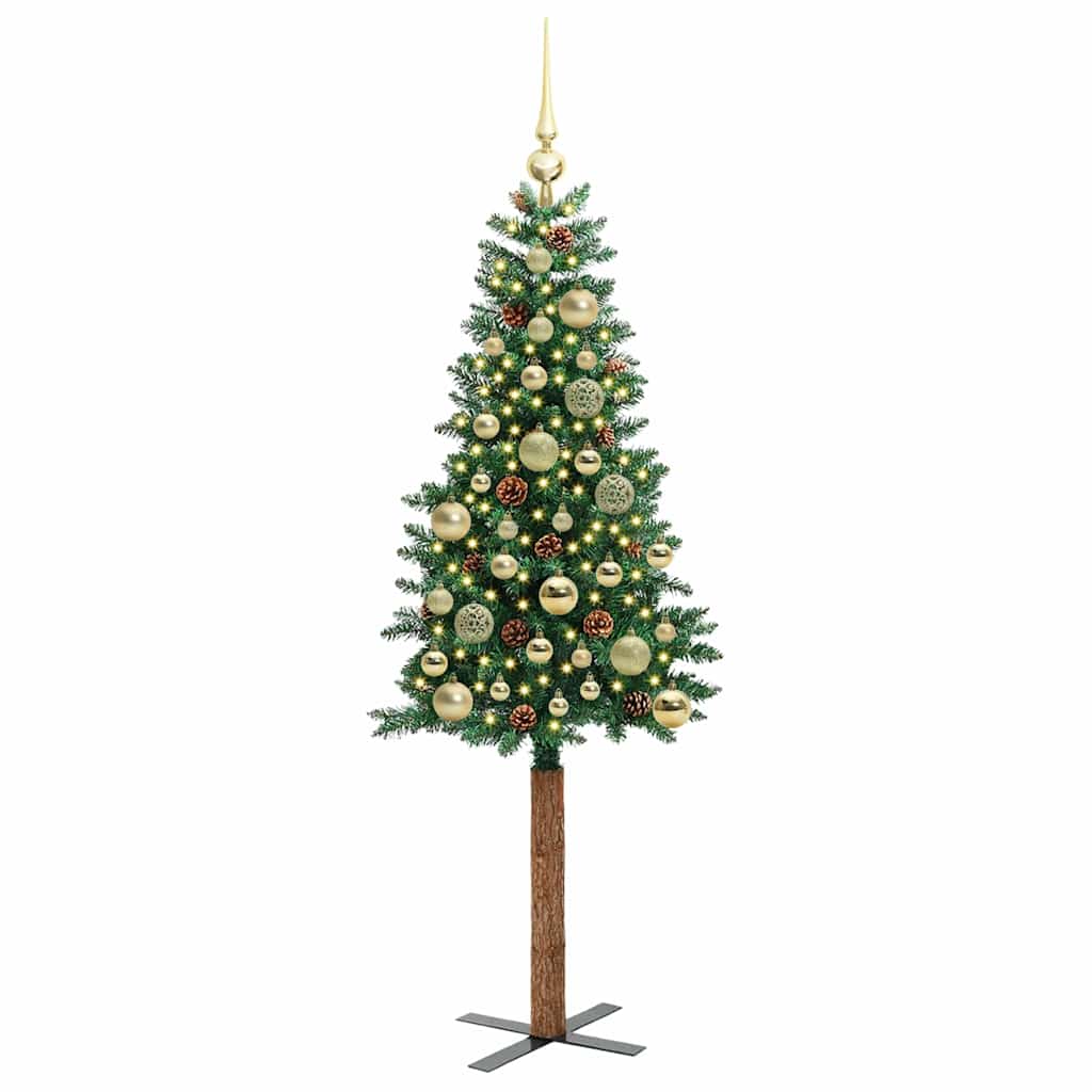 Slanke Kerstboom Groen 150 cm PVC en massief dennenhout is nu te koop bij PeponiXL, paradijselijk wonen!