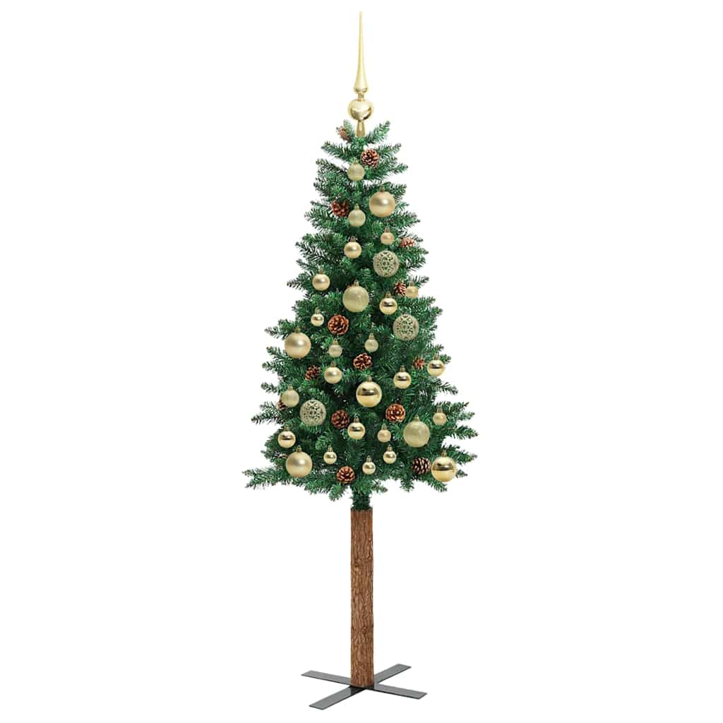 Slanke Kerstboom Groen 150 cm PVC en massief dennenhout is nu te koop bij PeponiXL, paradijselijk wonen!
