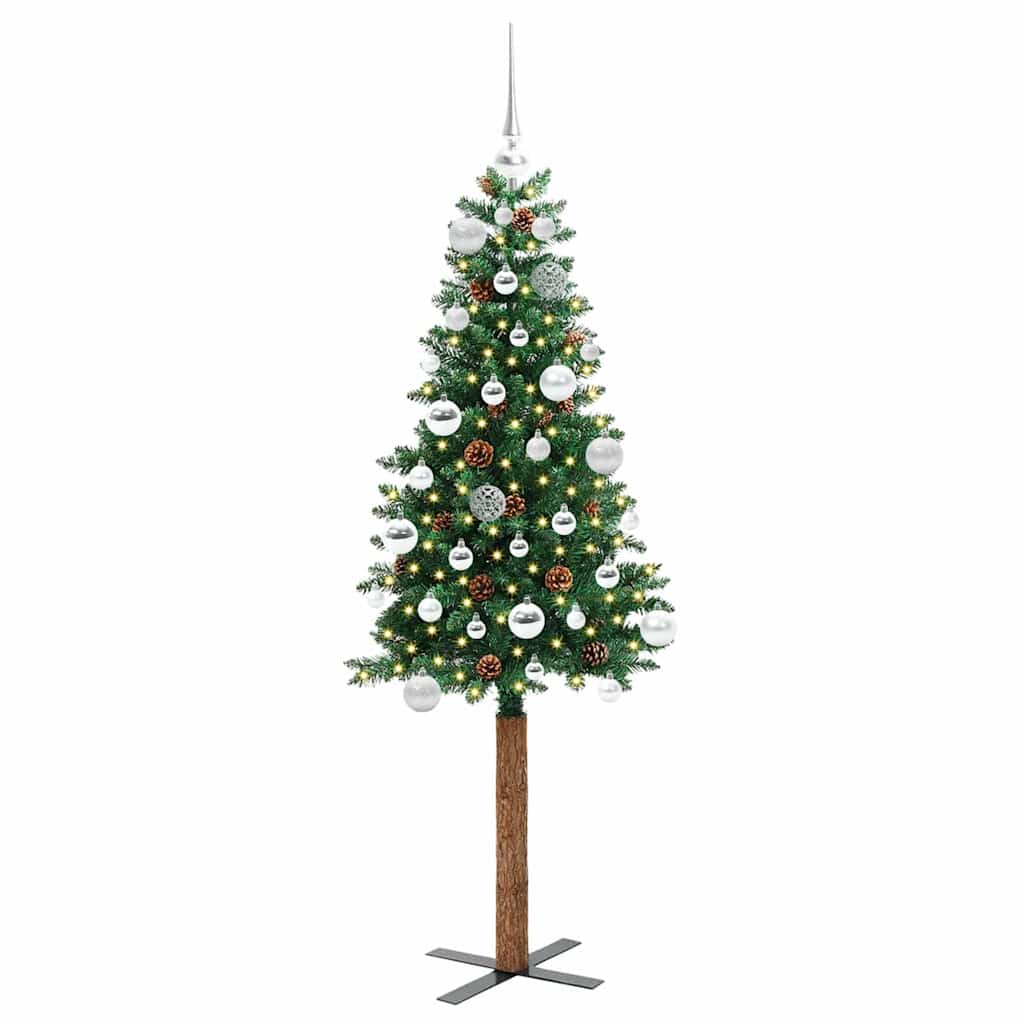 Slanke Kerstboom Groen 150 cm PVC en massief dennenhout is nu te koop bij PeponiXL, paradijselijk wonen!