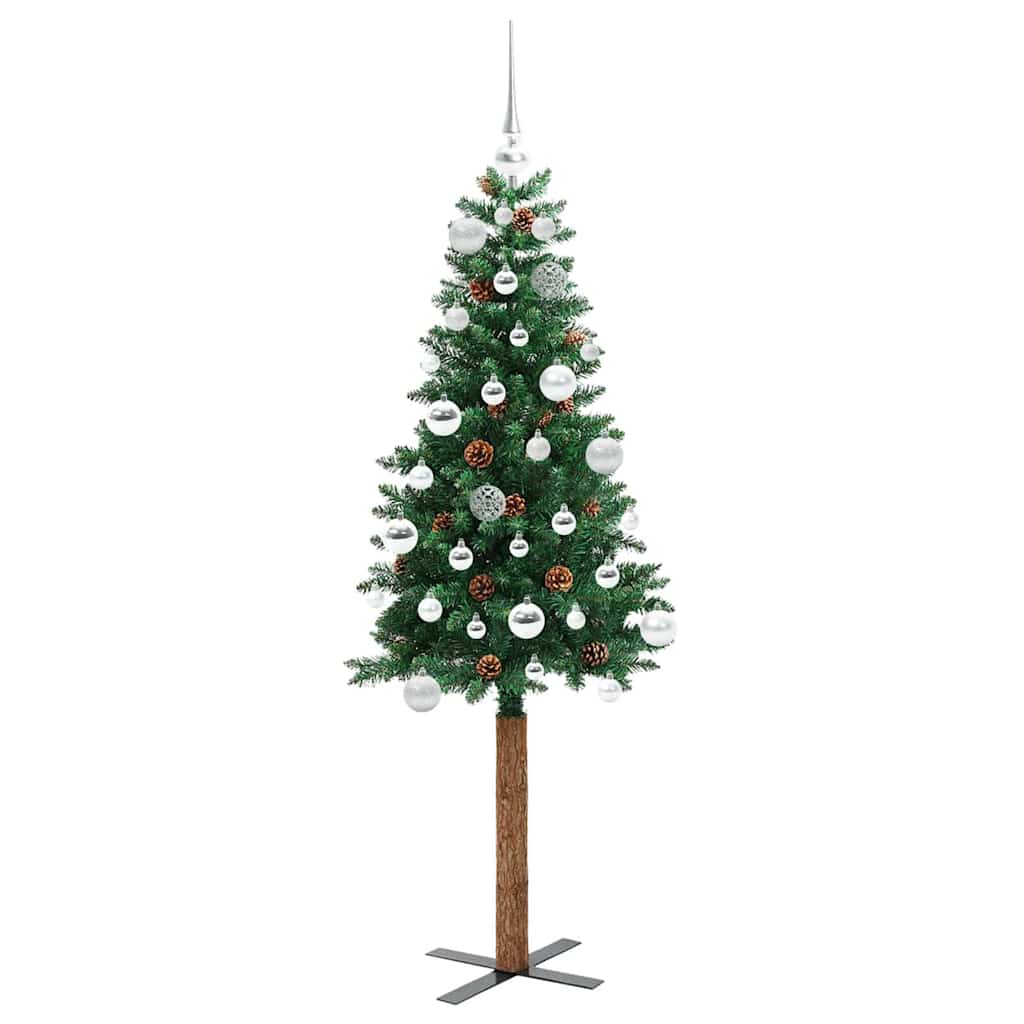 Slanke Kerstboom Groen 150 cm PVC en massief dennenhout is nu te koop bij PeponiXL, paradijselijk wonen!