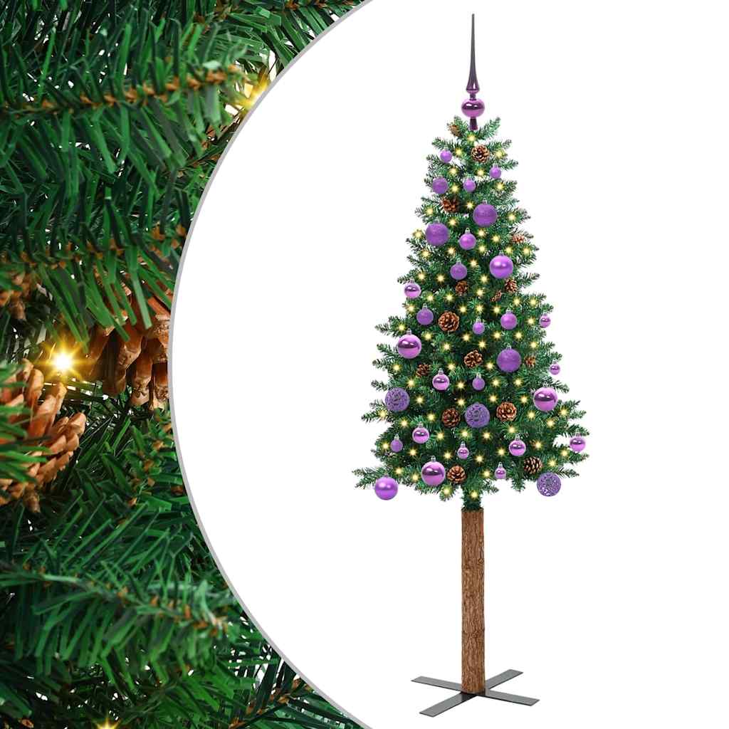 Slanke Kerstboom Groen 150 cm PVC en massief dennenhout is nu te koop bij PeponiXL, paradijselijk wonen!