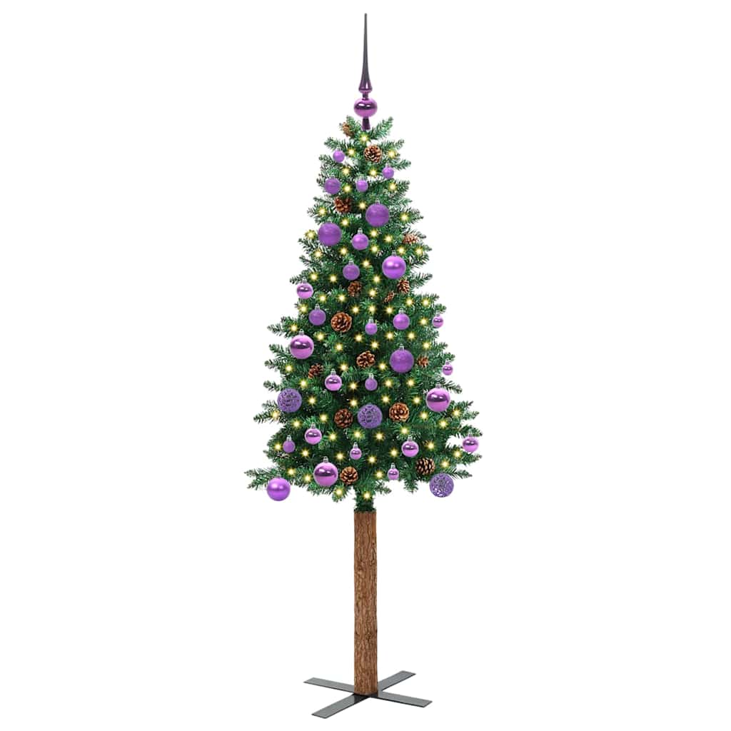 Slanke Kerstboom Groen 150 cm PVC en massief dennenhout is nu te koop bij PeponiXL, paradijselijk wonen!