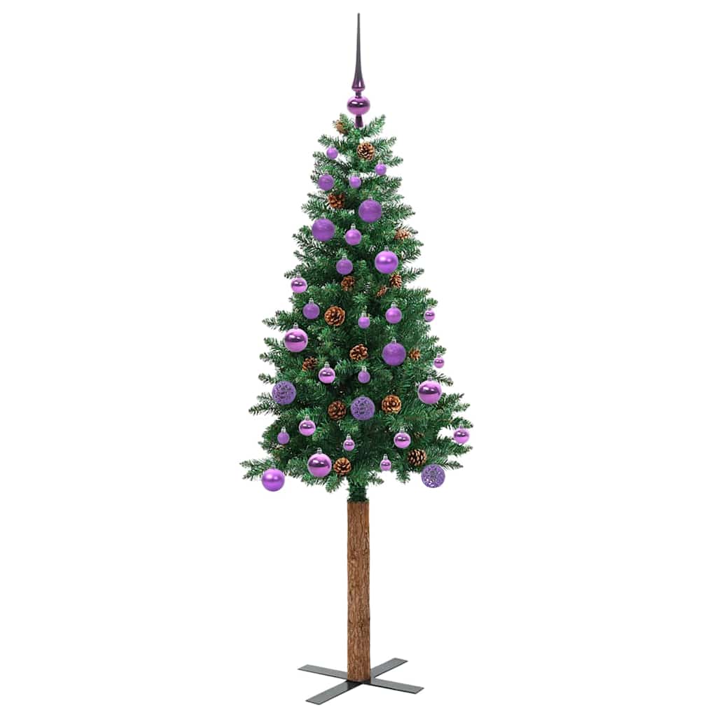 Slanke Kerstboom Groen 150 cm PVC en massief dennenhout is nu te koop bij PeponiXL, paradijselijk wonen!