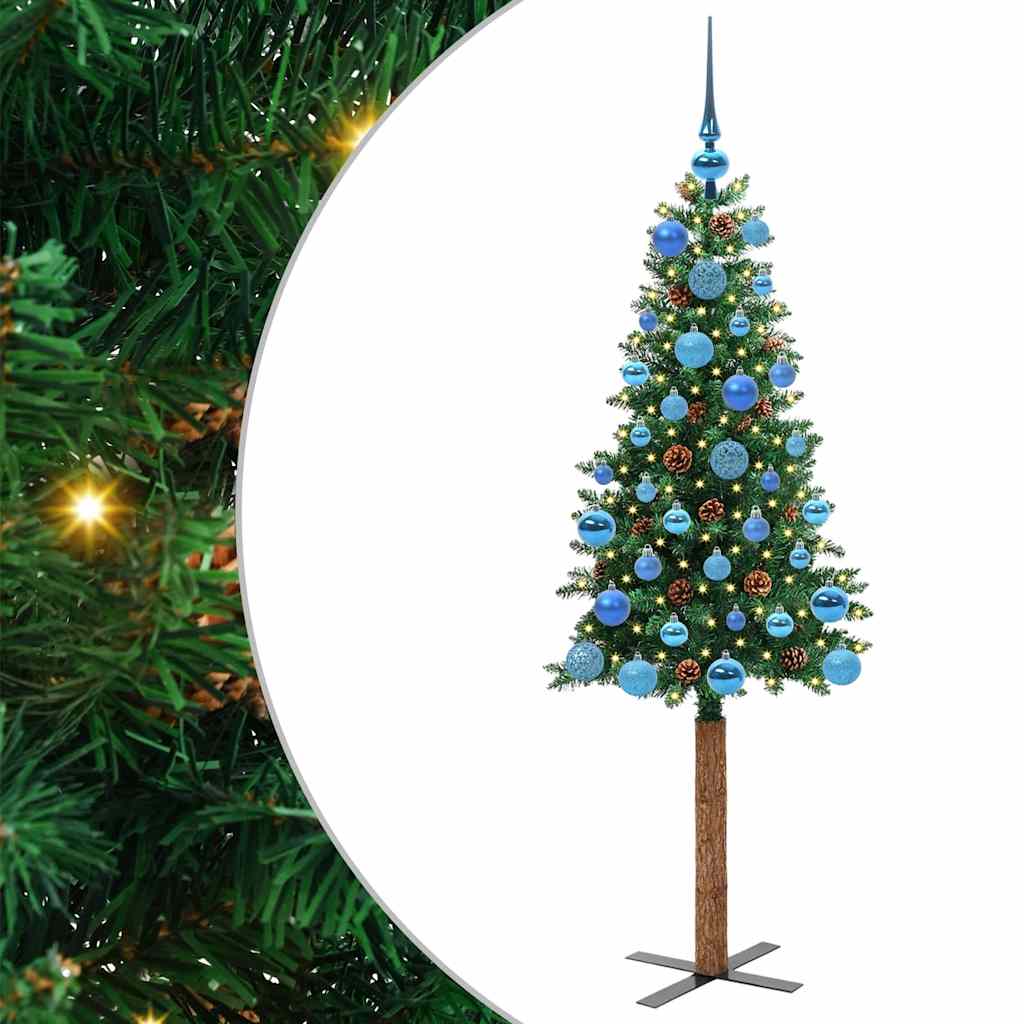 Slanke Kerstboom Groen 150 cm PVC en massief dennenhout is nu te koop bij PeponiXL, paradijselijk wonen!