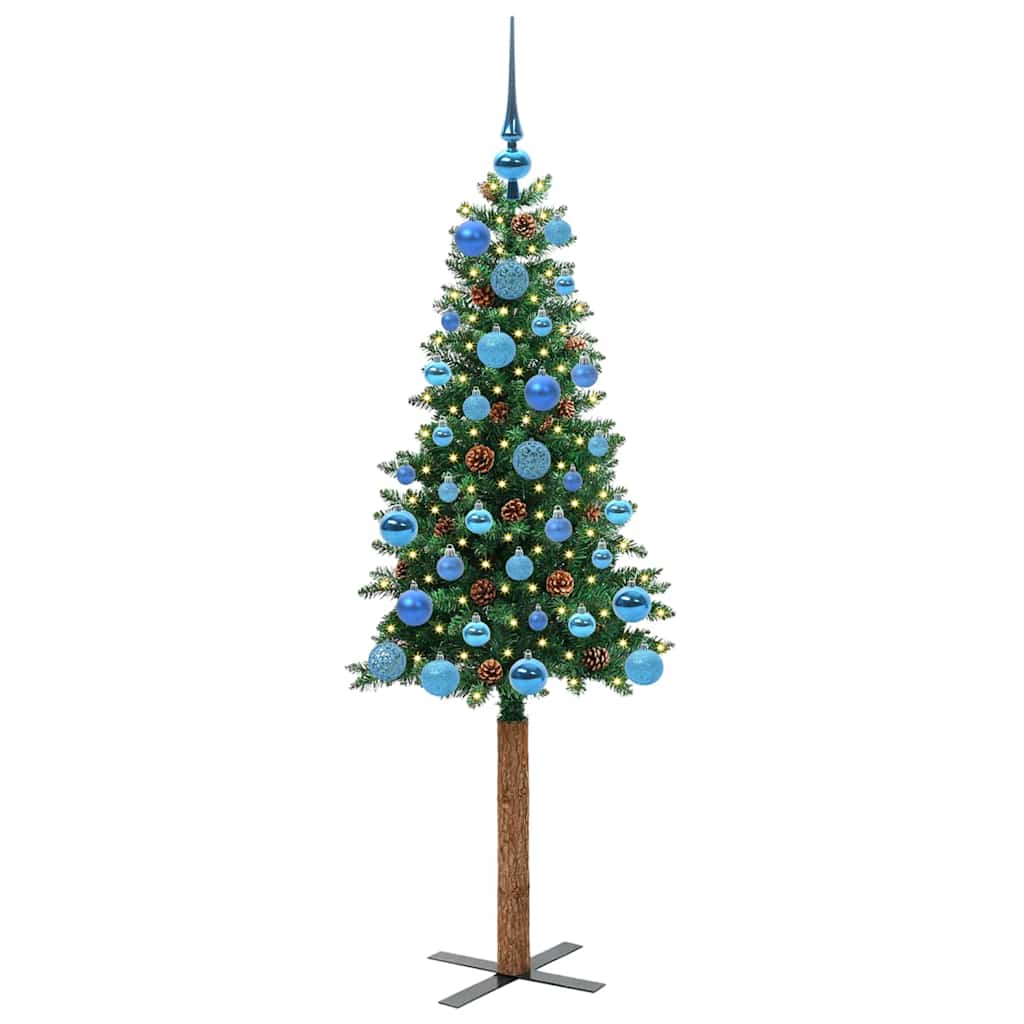 Slanke Kerstboom Groen 150 cm PVC en massief dennenhout is nu te koop bij PeponiXL, paradijselijk wonen!