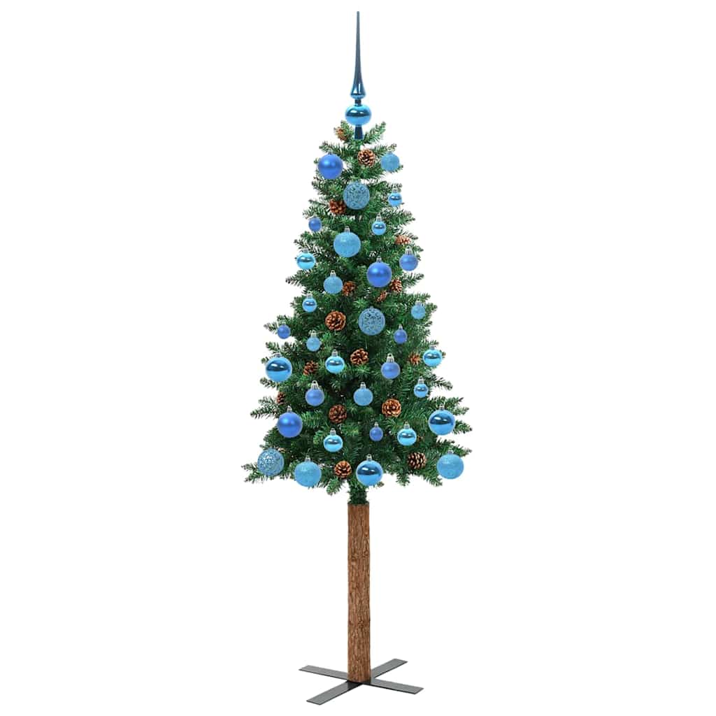 Slanke Kerstboom Groen 150 cm PVC en massief dennenhout is nu te koop bij PeponiXL, paradijselijk wonen!