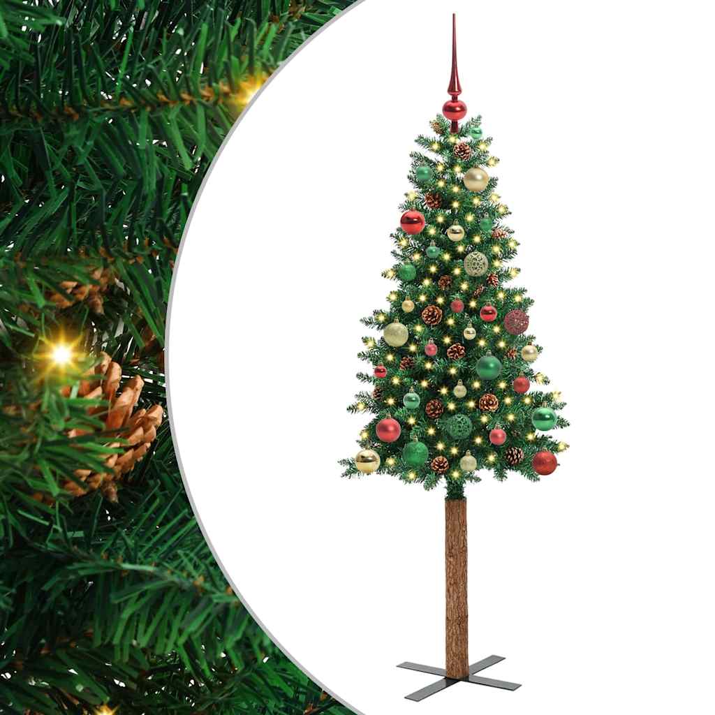 Slanke Kerstboom Groen 150 cm PVC en massief dennenhout is nu te koop bij PeponiXL, paradijselijk wonen!