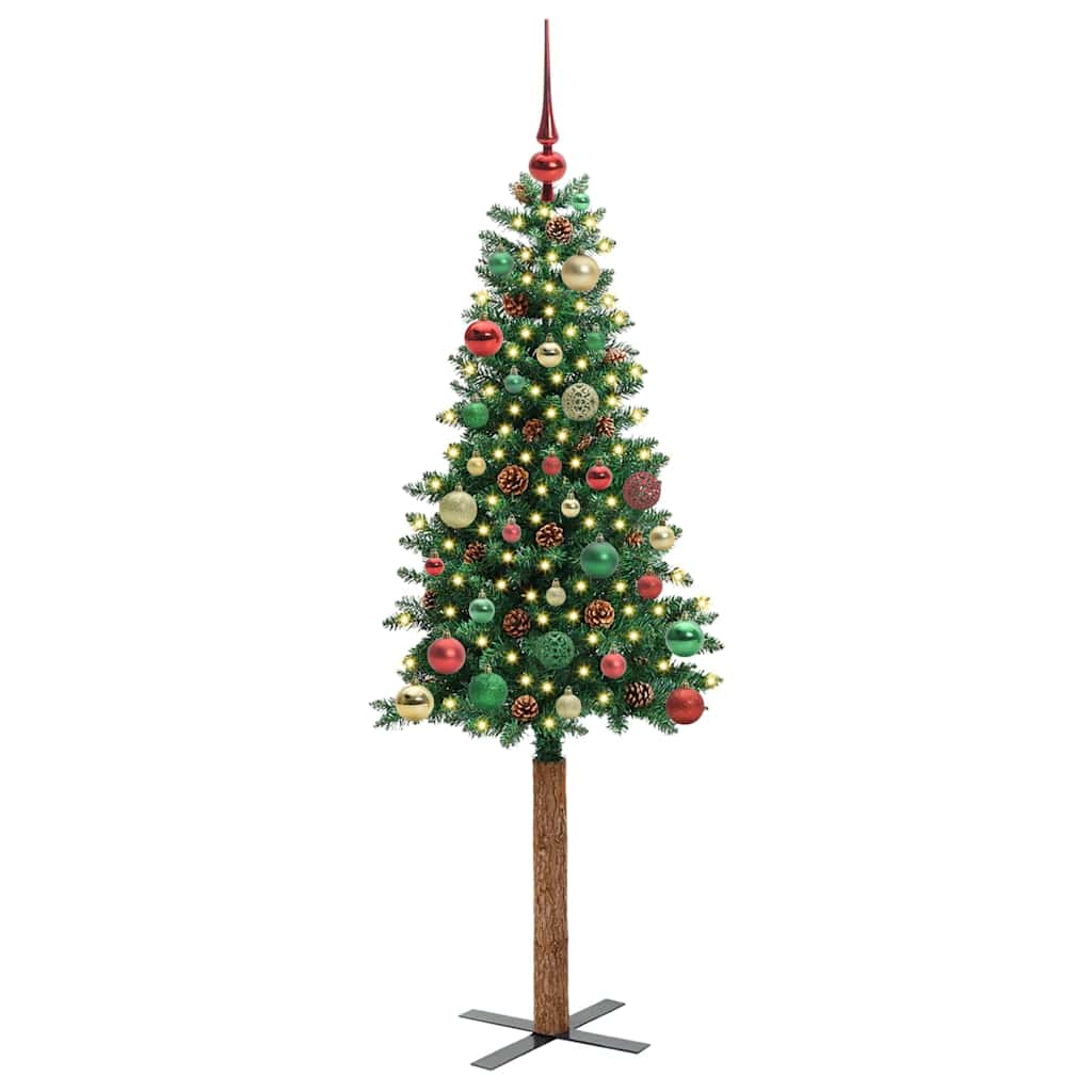 Slanke Kerstboom Groen 150 cm PVC en massief dennenhout is nu te koop bij PeponiXL, paradijselijk wonen!