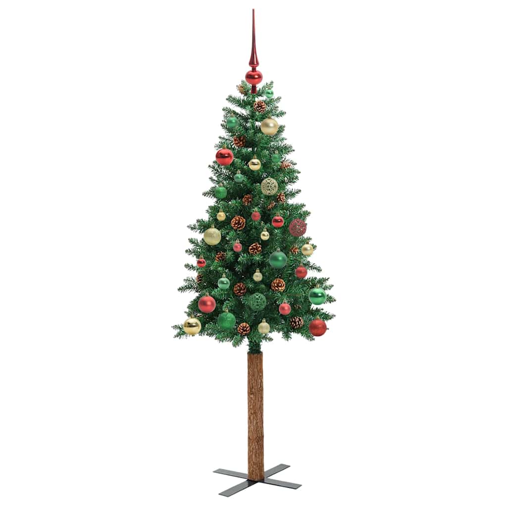 Slanke Kerstboom Groen 150 cm PVC en massief dennenhout is nu te koop bij PeponiXL, paradijselijk wonen!