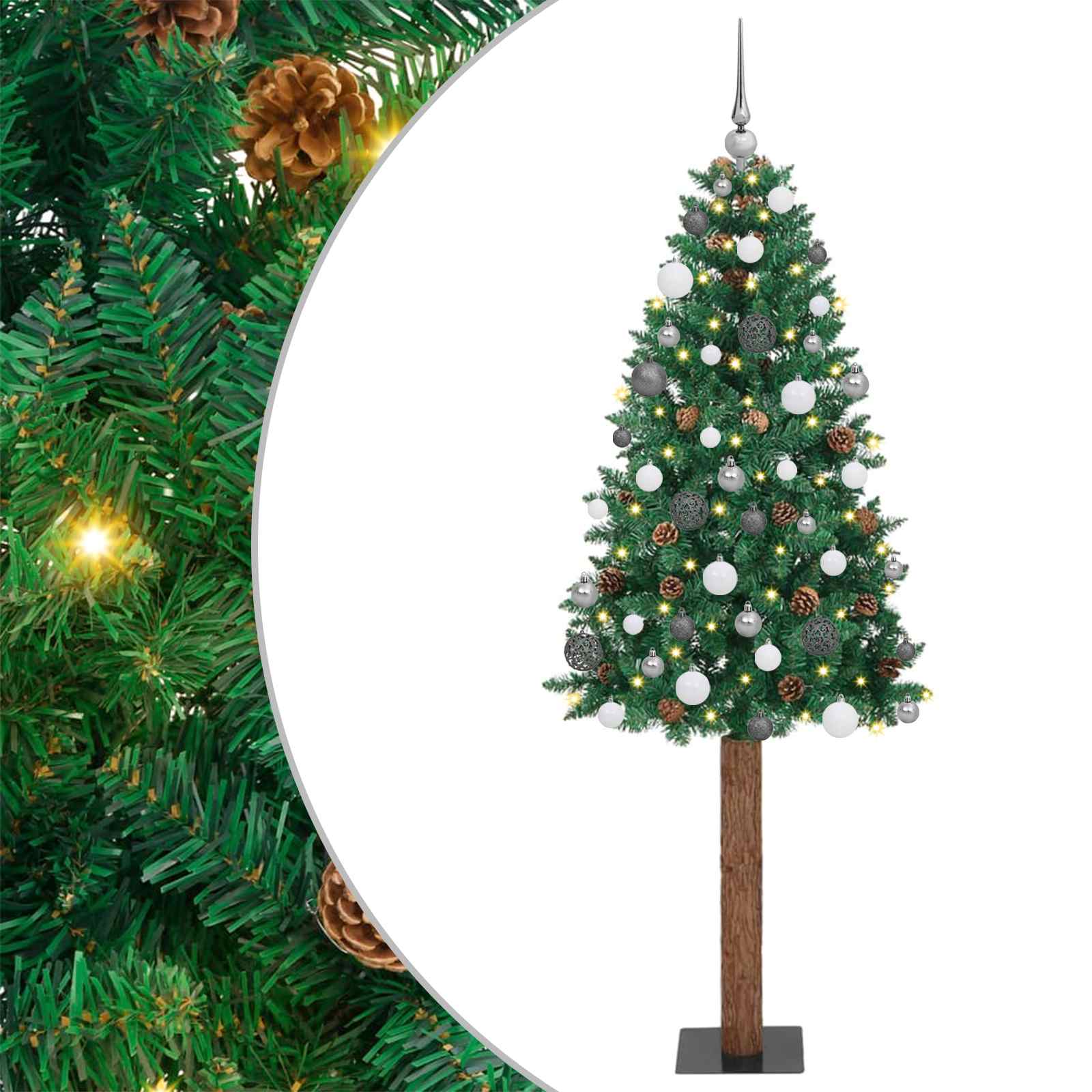 Slanke Kerstboom Groen 180 cm PVC en massief dennenhout is nu te koop bij PeponiXL, paradijselijk wonen!
