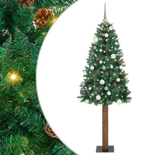 Slanke Kerstboom Groen 180 cm PVC en massief dennenhout is nu te koop bij PeponiXL, paradijselijk wonen!