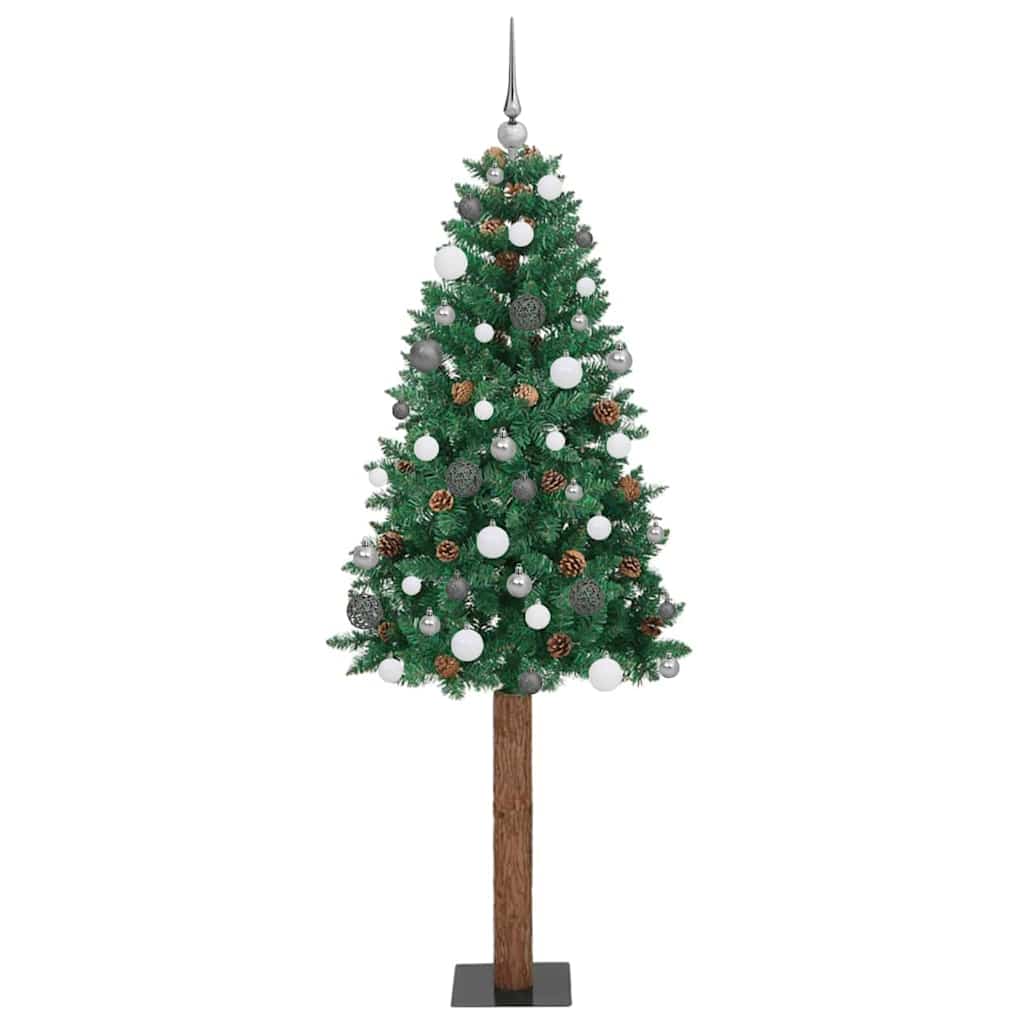 Slanke Kerstboom Groen 180 cm PVC en massief dennenhout is nu te koop bij PeponiXL, paradijselijk wonen!