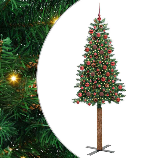 Slanke Kerstboom Groen 180 cm PVC en massief dennenhout is nu te koop bij PeponiXL, paradijselijk wonen!