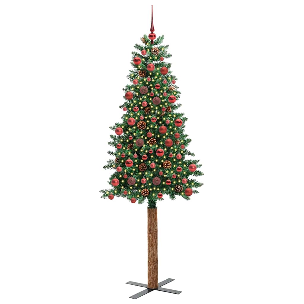 Slanke Kerstboom Groen 180 cm PVC en massief dennenhout is nu te koop bij PeponiXL, paradijselijk wonen!