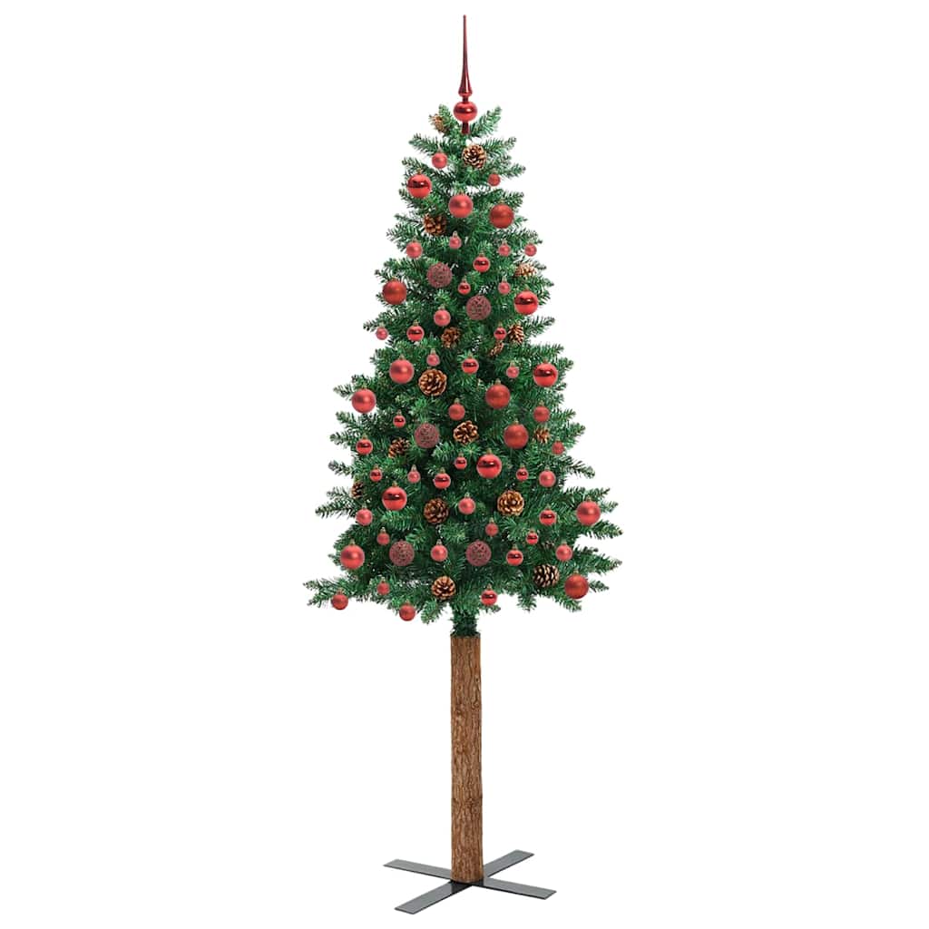 Slanke Kerstboom Groen 180 cm PVC en massief dennenhout is nu te koop bij PeponiXL, paradijselijk wonen!