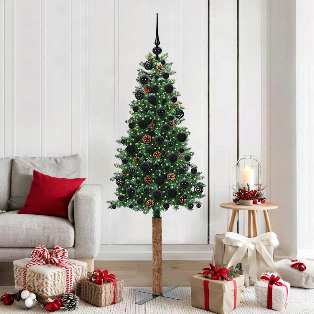 Slanke Kerstboom Groen 180 cm PVC en massief dennenhout is nu te koop bij PeponiXL, paradijselijk wonen!