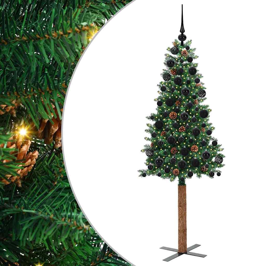 Slanke Kerstboom Groen 180 cm PVC en massief dennenhout is nu te koop bij PeponiXL, paradijselijk wonen!