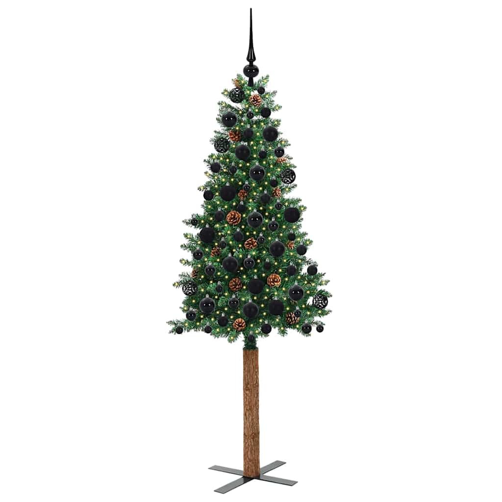 Slanke Kerstboom Groen 180 cm PVC en massief dennenhout is nu te koop bij PeponiXL, paradijselijk wonen!