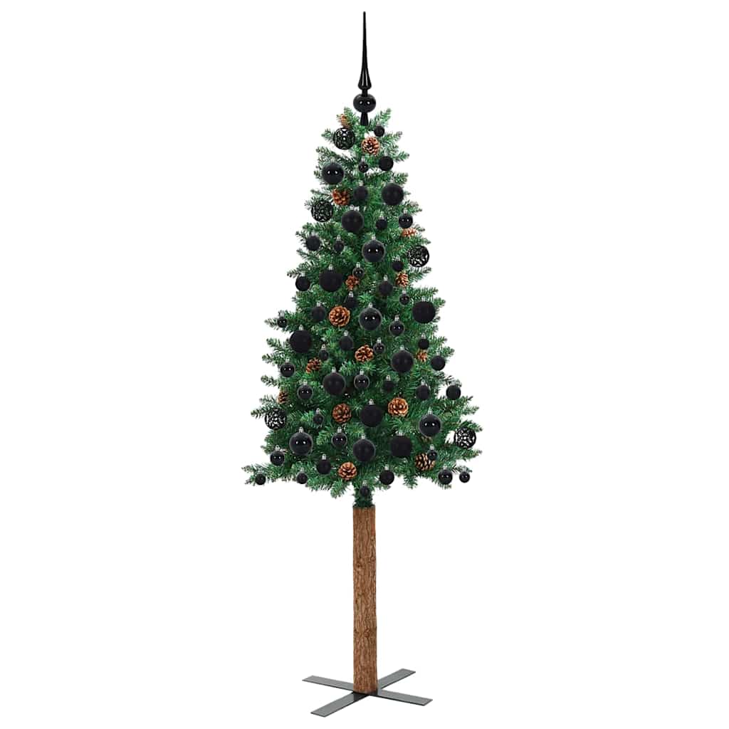 Slanke Kerstboom Groen 180 cm PVC en massief dennenhout is nu te koop bij PeponiXL, paradijselijk wonen!