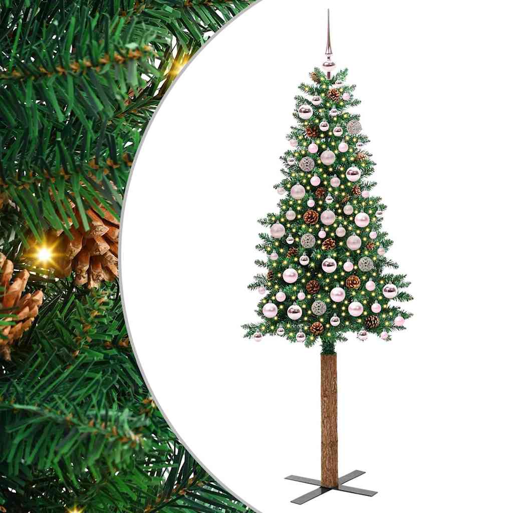 Slanke Kerstboom Groen 180 cm PVC en massief dennenhout is nu te koop bij PeponiXL, paradijselijk wonen!