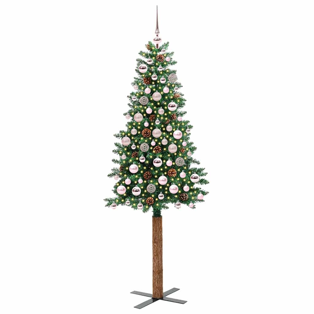 Slanke Kerstboom Groen 180 cm PVC en massief dennenhout is nu te koop bij PeponiXL, paradijselijk wonen!